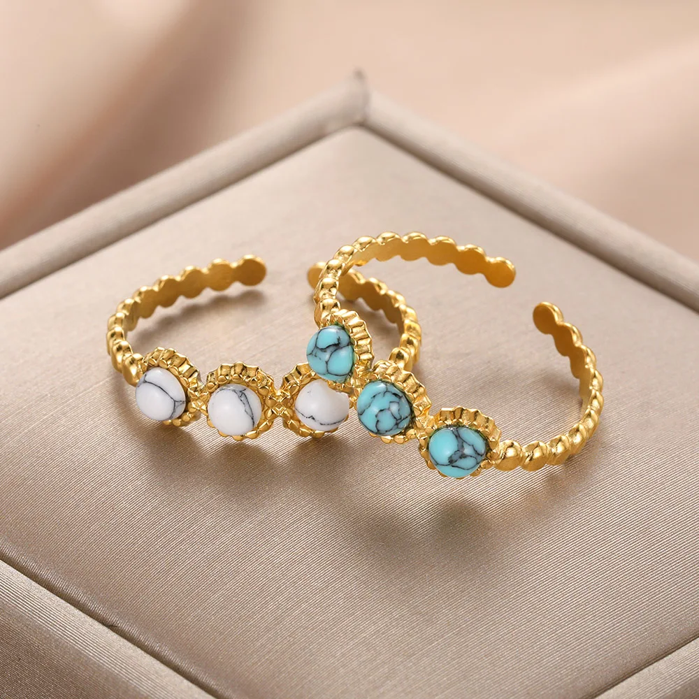 Fashion Opal Natural Stone Rings For Women Round Stainless Steel Adjustable Open Ring Party Jewelry Accessories
Fashion Opal Natural Stone Rings For Women Round Stainless Steel Adjustable Open Ring Party Jewelry Accessories