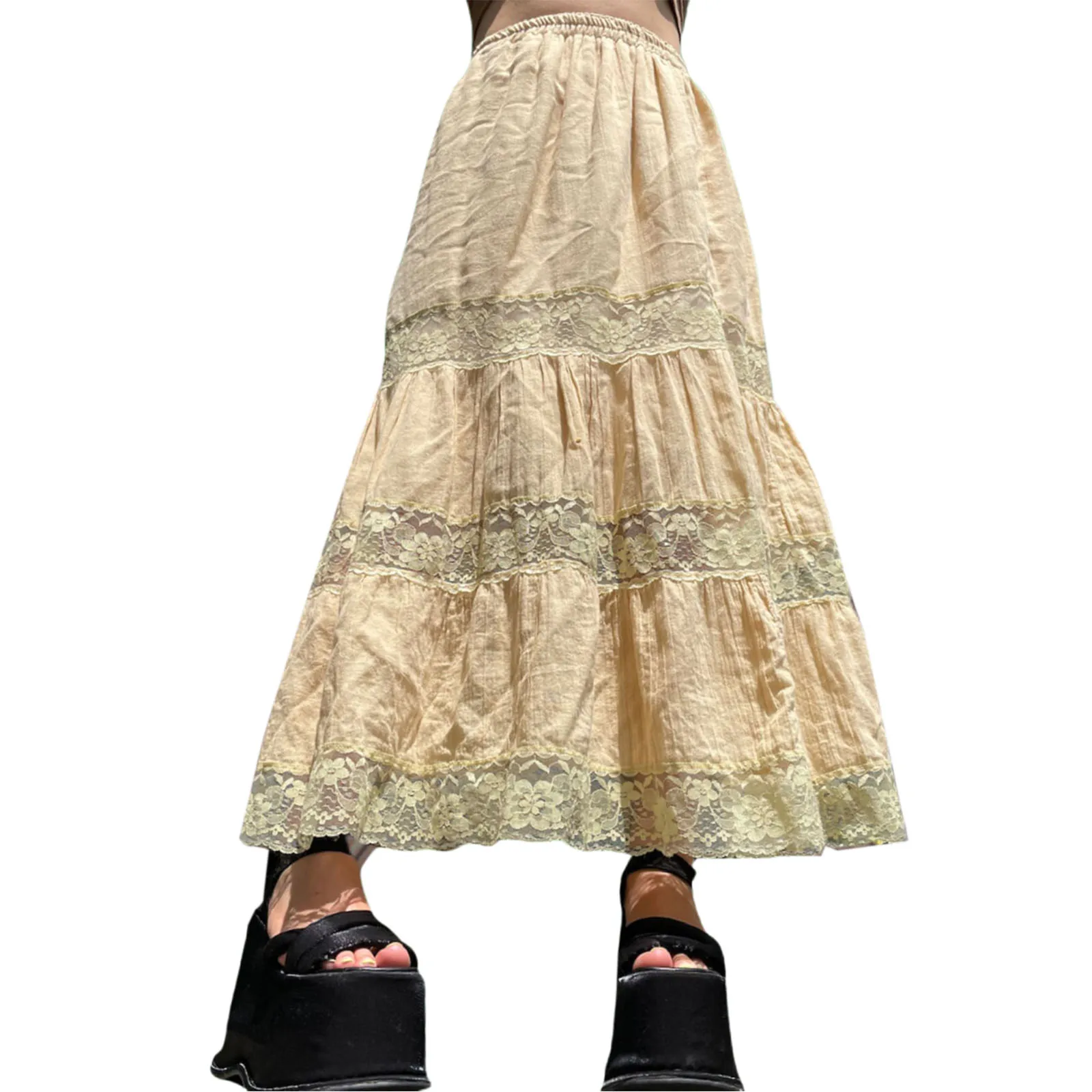 Women Vintage Long Skirt Spring Summer Casual High Waist Floral Lace Patchwork Loose Long Skirt
Women Vintage Long Skirt Spring Summer Casual High Waist Floral Lace Patchwork Loose Long Skirt