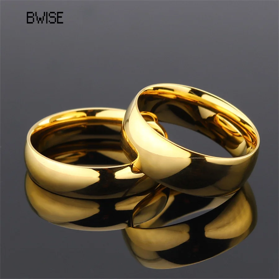 BWISE Simple Fashion Style Smooth Stainless Steel Rings Classic Gold Color Couple Rings for Women Men Wedding Engagement Jewelry
BWISE Simple Fashion Style Smooth Stainless Steel Rings Classic Gold Color Couple Rings for Women Men Wedding Engagement Jewelry