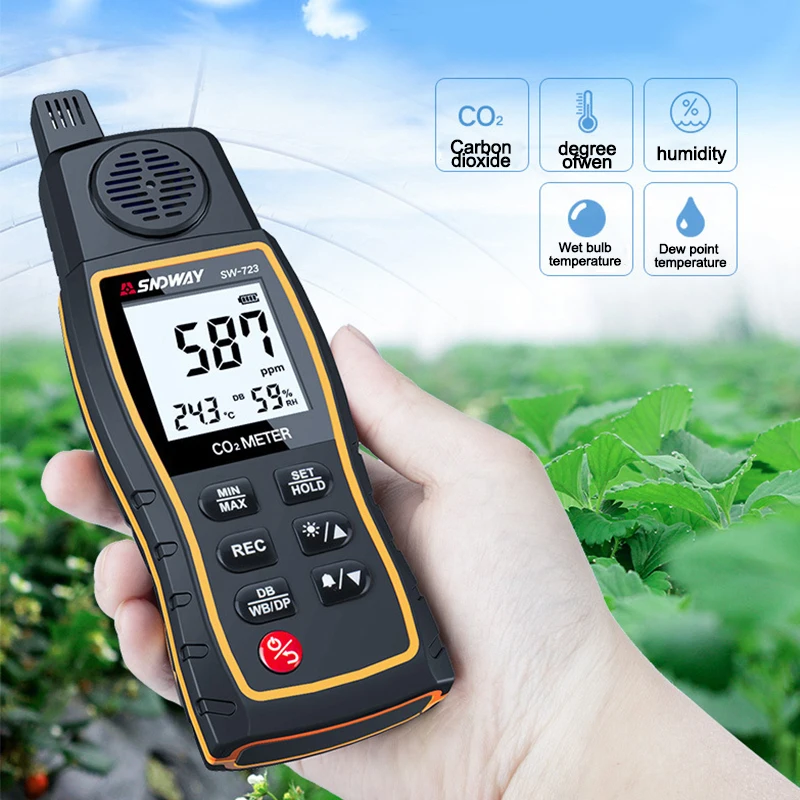 SW723 Handheld Carbon Dioxide Meter Multifunctional CO2 Gas Leak Detector Gas Analyzer High-precision Detector Gas Monitor
SW723 Handheld Carbon Dioxide Meter Multifunctional CO2 Gas Leak Detector Gas Analyzer High-precision Detector Gas Monitor