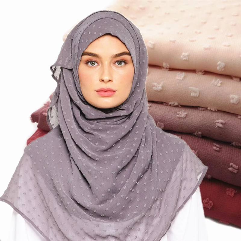 84*180CM Women Muslim Flocked Big Ball Chiffon Scarf Modal Cotton Jersey Hijabs Plain Soft For Woman Muslim Voile Head Wraps
84*180CM Women Muslim Flocked Big Ball Chiffon Scarf Modal Cotton Jersey Hijabs Plain Soft For Woman Muslim Voile Head Wraps