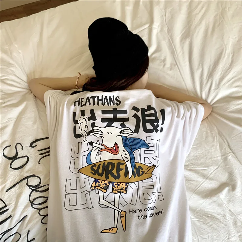 Japanese Short-Sleeved T-Shirt Women Summer Street Hip Hop Harajuku Style Loose Chic Funny Cartoon Print Tops
Japanese Short-Sleeved T-Shirt Women Summer Street Hip Hop Harajuku Style Loose Chic Funny Cartoon Print Tops