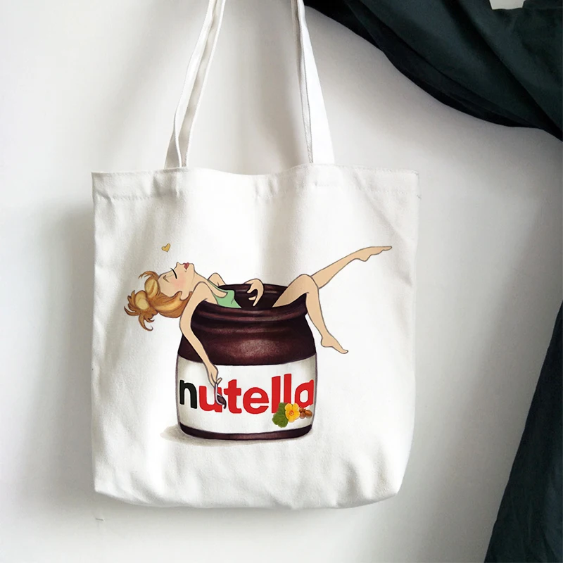 Kawaii Nutella Shopping Bag Cute Casual Handbag Tote Bag Aesthetic For Women Canvas Shopper Bag High Capacity Hand Cloth Bag
Kawaii Nutella Shopping Bag Cute Casual Handbag Tote Bag Aesthetic For Women Canvas Shopper Bag High Capacity Hand Cloth Bag