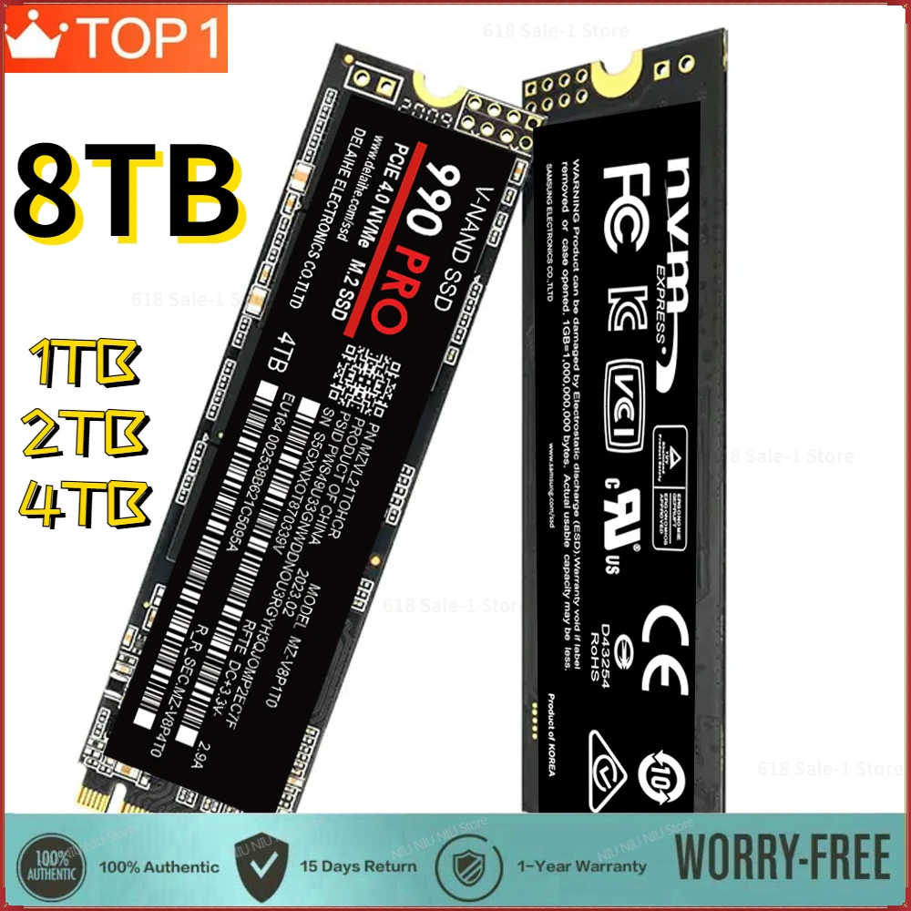 Original 2023 Latest 8TB 990 PRO PCIe 4.0 NVMe 4.0 M.2 2280 1TB 2TB 4TB SSD Internal Solid State Hard Drive For Laptop PC PS4
Original 2023 Latest 8TB 990 PRO PCIe 4.0 NVMe 4.0 M.2 2280 1TB 2TB 4TB SSD Internal Solid State Hard Drive For Laptop PC PS4