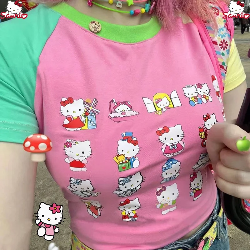 Sanrio Hello Kitty T-shirt Kawaii Girls Cartoon Anime Colorful Print Shoulder Insert Cotton High Waist Shopping Short Sleeve
Sanrio Hello Kitty T-shirt Kawaii Girls Cartoon Anime Colorful Print Shoulder Insert Cotton High Waist Shopping Short Sleeve