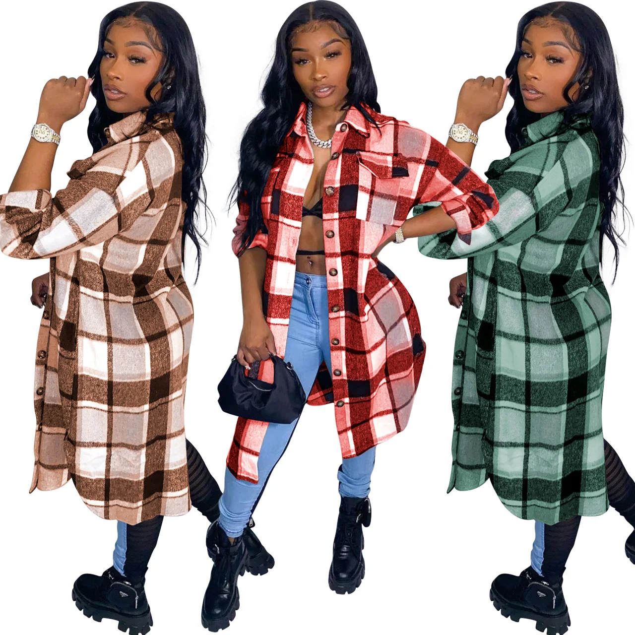 Women's casual woolen coat 2023 autumn and winter new fashion versatile long sleeve plaid long woolen coat
Women's casual woolen coat 2023 autumn and winter new fashion versatile long sleeve plaid long woolen coat