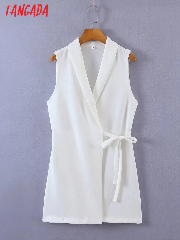 Tangada 2022 Women White Wrap Blazer Dress Sleeveless Office Ladies Mini Dress 8H41
Tangada 2022 Women White Wrap Blazer Dress Sleeveless Office Ladies Mini Dress 8H41