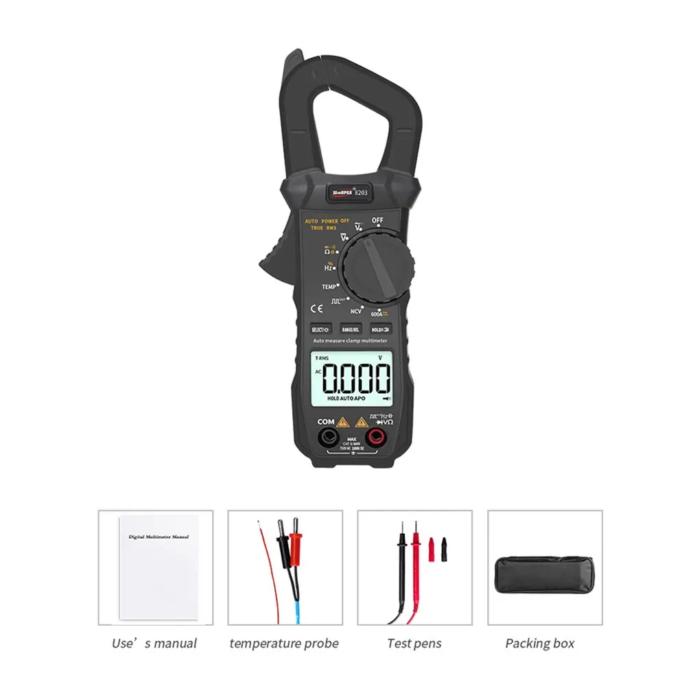 WINAPEX 8203 6000 Counts Digital Clamp Meter T-RMS NCV Multimeter DC/AC Voltage Ammeter Resistance Capacitance Diode Tester
WINAPEX 8203 6000 Counts Digital Clamp Meter T-RMS NCV Multimeter DC/AC Voltage Ammeter Resistance Capacitance Diode Tester