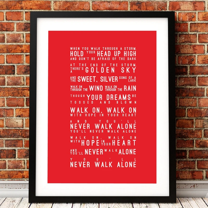 You'll Never Walk Alone Lyrics Canvas Art Print Poster Liverpool Football Club Nordic Style Painting Home Wall Decoration
You'll Never Walk Alone Lyrics Canvas Art Print Poster Liverpool Football Club Nordic Style Painting Home Wall Decoration
