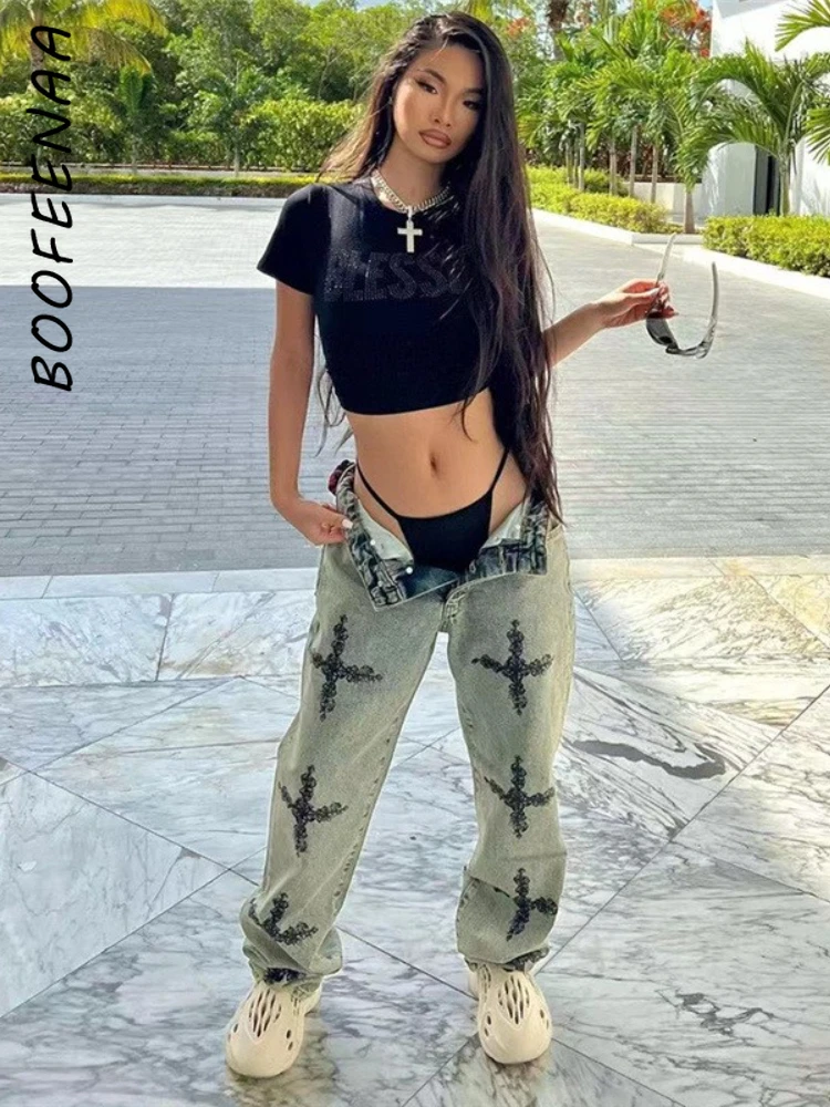 BOOFEENAA Low Waisted Graphic Jeans Y2k Women Vintage Denim Trousers Grunge Clothes 90’s Streetwear Straight Pants C83-EZ58
BOOFEENAA Low Waisted Graphic Jeans Y2k Women Vintage Denim Trousers Grunge Clothes 90’s Streetwear Straight Pants C83-EZ58