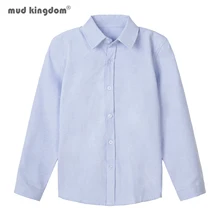 Mudkingdom Boys Oxford Shirts Long Sleeve Button Down Shirt for Boy Dress Shirt Back to School Formal Uniform Clothes Kids Shirt