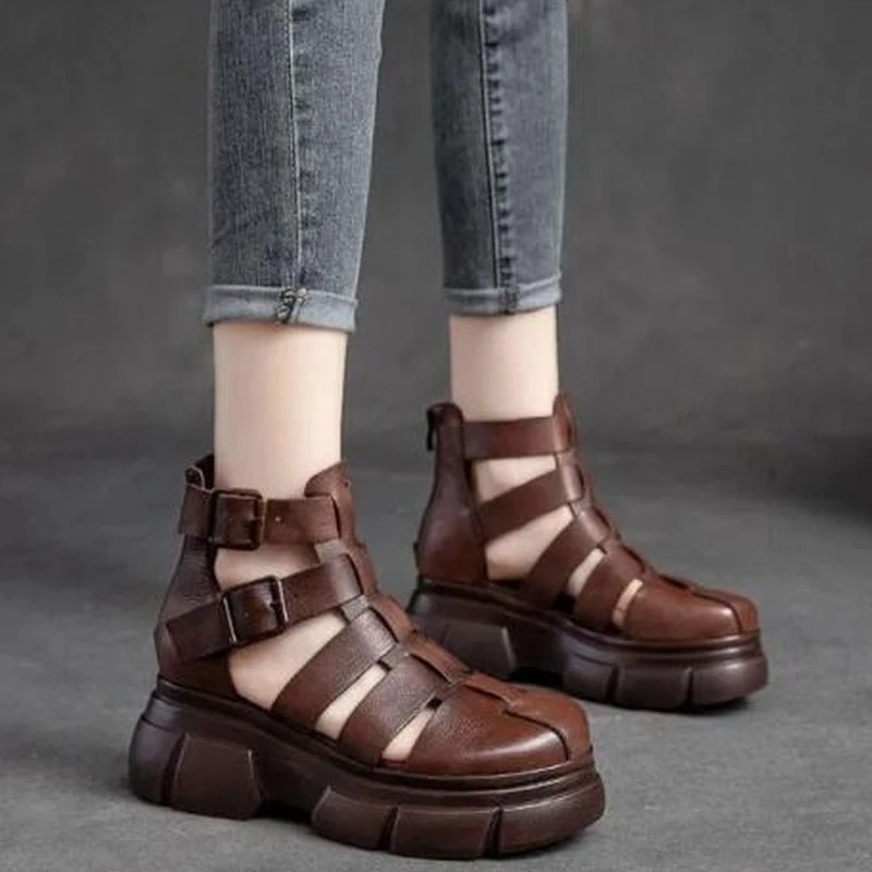 NEW Women Handmade Sandals Wedges Heels Genuine PU Leather Peep Toe Summer Fashion Female Gladiator Sandals Platform Shoes Woman
NEW Women Handmade Sandals Wedges Heels Genuine PU Leather Peep Toe Summer Fashion Female Gladiator Sandals Platform Shoes Woman