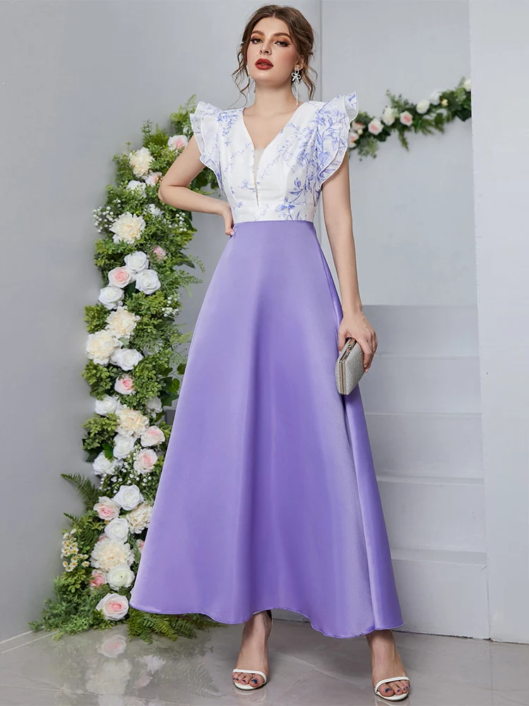 Women Casual Elegant Maxi Dresses 202 New Summer Sexy High Waist V-Neck Petal Sleeve Printed Turkish Evening Party Robe Vestido 
Women Casual Elegant Maxi Dresses 202 New Summer Sexy High Waist V-Neck Petal Sleeve Printed Turkish Evening Party Robe Vestido