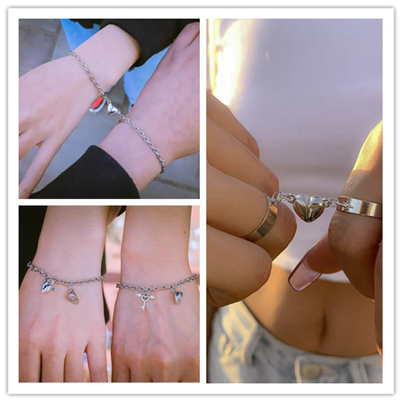 Bracelets for Women Men Fashion Couple Cuff Jewelry Vintage Silver Color Chains Heart Magnet Bracelets Korea 2021 Trendy Pulsera
Bracelets for Women Men Fashion Couple Cuff Jewelry Vintage Silver Color Chains Heart Magnet Bracelets Korea 2021 Trendy Pulsera
