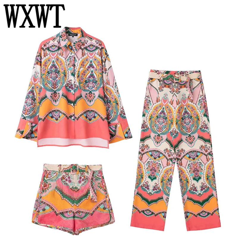 WXWT 2022 Women Fashion Print Long Sleeve Loose Shirt With High Waist Wide Leg Long Pants And Casual Shorts Sets Spring QJ8547
WXWT 2022 Women Fashion Print Long Sleeve Loose Shirt With High Waist Wide Leg Long Pants And Casual Shorts Sets Spring QJ8547