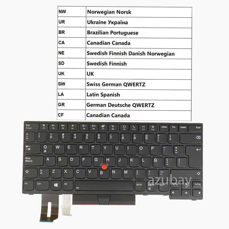 

Backlight Laptop Keyboard For Lenovo Thinkpad L380 / Yoga, L390 / Yoga, P43s T480s T490 T495 NW UR BR CA NE SD UK SW LA GR CF