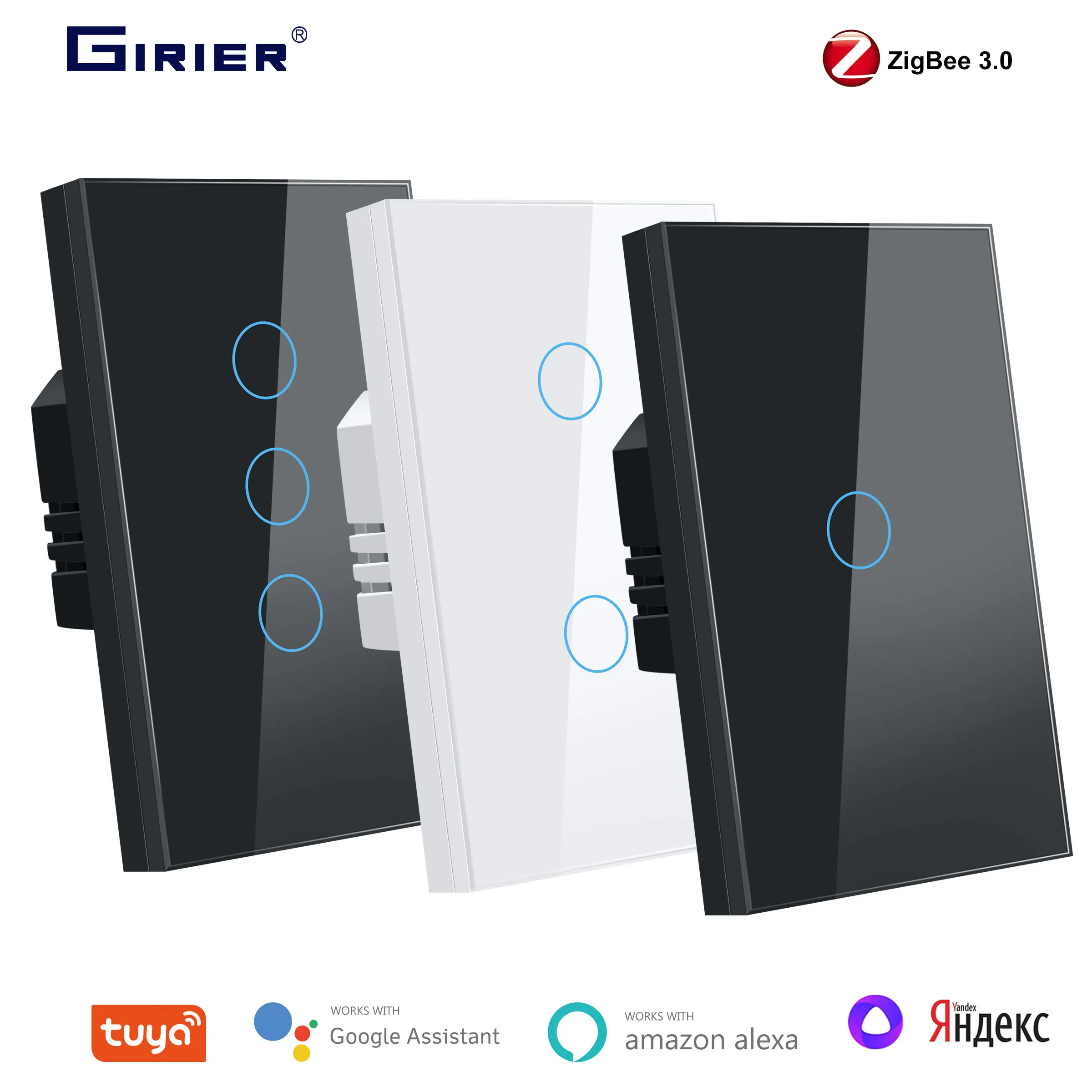 

GIRIER Tuya Smart ZigBee Wall Light Switch No Capacitor Required Supports Neutral/No Neutral Wiring Works Alexa Alice Hey Google
