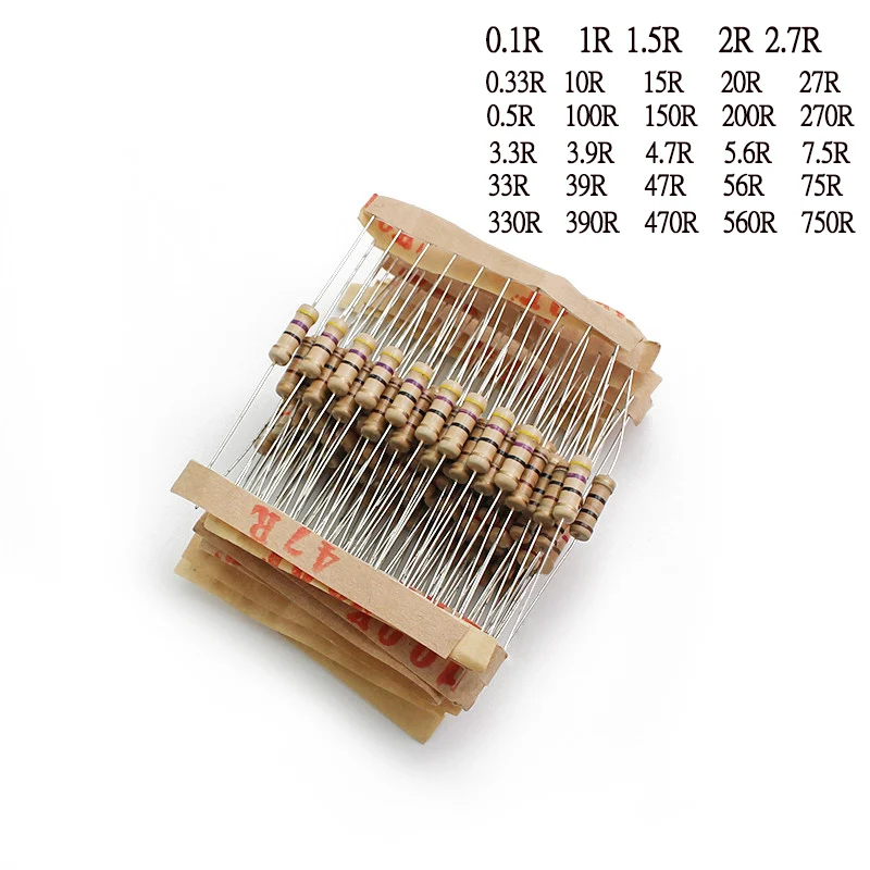 300pcs/lot 30 value*10pcs 1W Resistor Assorted set, 0.1~750 ohm Carbon film set of resistors 1R 2R 15R 20R 100R 150R 200R 470R
300pcs/lot 30 value*10pcs 1W Resistor Assorted set, 0.1~750 ohm Carbon film set of resistors 1R 2R 15R 20R 100R 150R 200R 470R