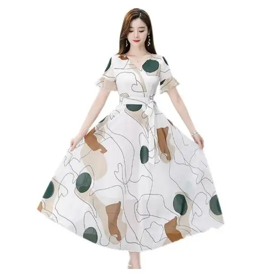 Summer Women's Plus Size Ice Silk V Neck Boho Fashion Lace Up Vestidos Print Long Short Sleeve Beach Dresses
Summer Women's Plus Size Ice Silk V Neck Boho Fashion Lace Up Vestidos Print Long Short Sleeve Beach Dresses