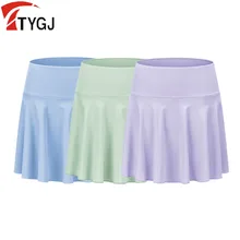 TTYGJ Female Anti-exposure Casual Golf Pleated Skirts Women A-line Outdoor Golf Skorts Stretch Sports Culottes with Inner Shorts