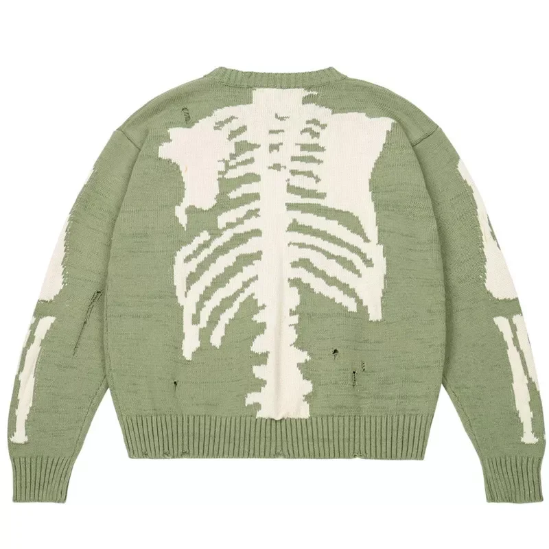 Men Sweater Green Loose Skeleton Bone Printing Woman High Quality High Street Damage Hole Vintage 1:1 Knitted Sweater
Men Sweater Green Loose Skeleton Bone Printing Woman High Quality High Street Damage Hole Vintage 1:1 Knitted Sweater