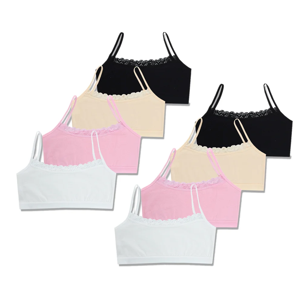 

4pcs/Set Lace Cotton Young Girls Training Bra Kids Vest Teens Teenage Underwear Children for 8-14Years
