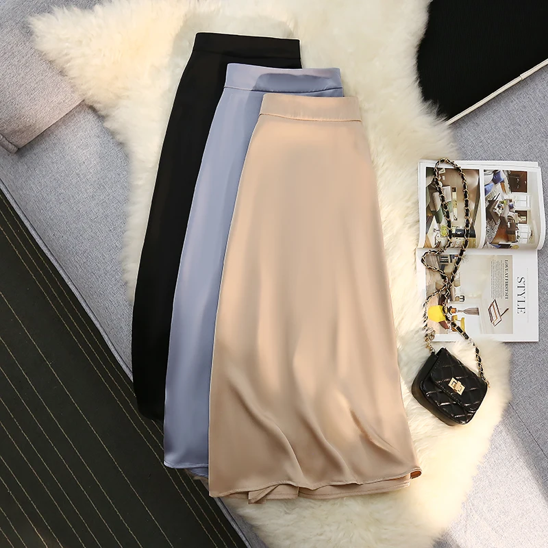 Korean Women Skirts England Style Office Lady Simple Solid Satin Elegant Summer Loose Black Skirt Women Faldas Mujer Moda
Korean Women Skirts England Style Office Lady Simple Solid Satin Elegant Summer Loose Black Skirt Women Faldas Mujer Moda