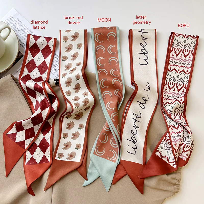 Atmosphere Red Series Korean Style of Small Silk Scarves for Women Tie Hair Braid Hair Band Tie Bag Spring Summer Autumn Scarf 
Atmosphere Red Series Korean Style of Small Silk Scarves for Women Tie Hair Braid Hair Band Tie Bag Spring Summer Autumn Scarf