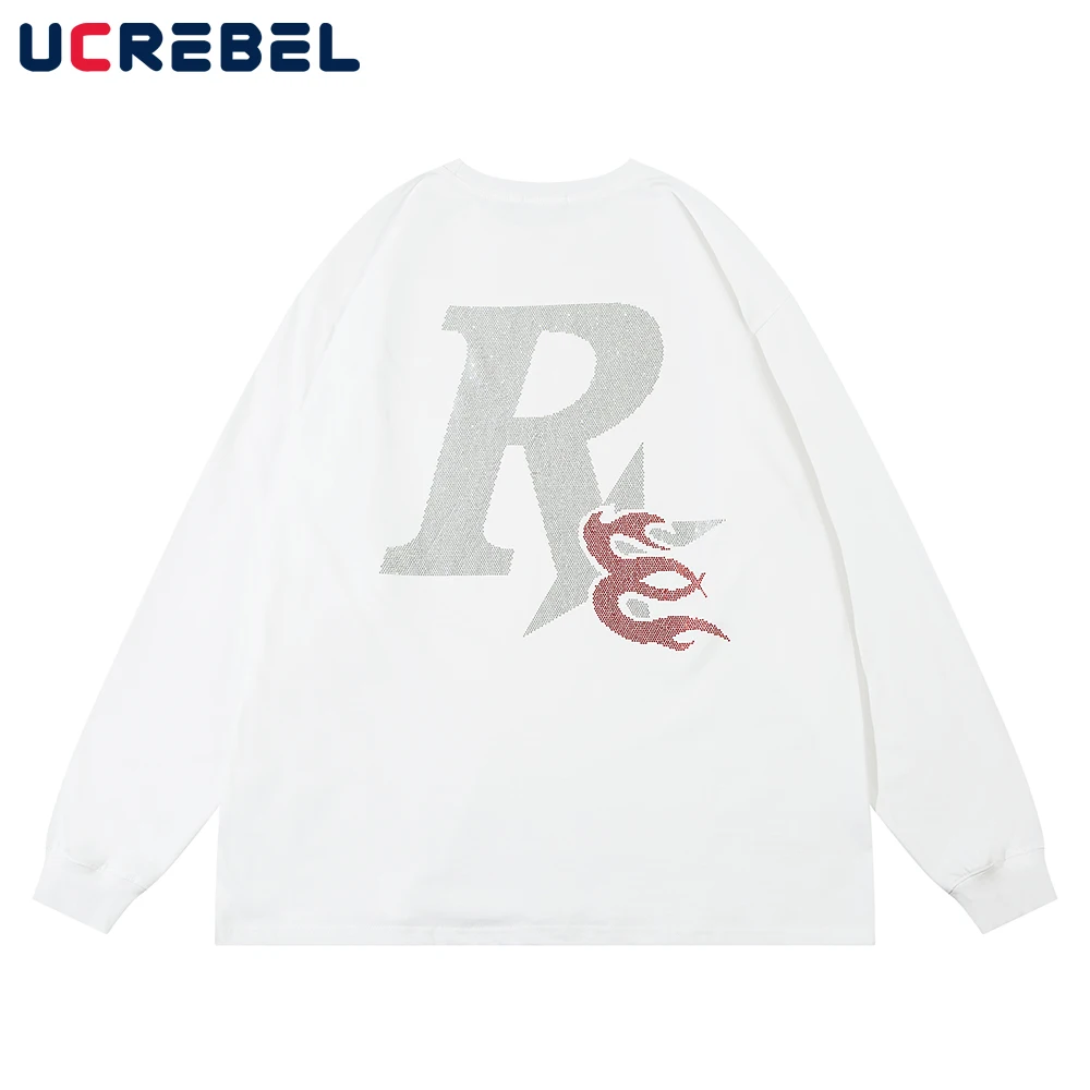 Letter Rhinestone Long Sleeve T-shirt Mens Streetwear Loose Crew Neck Drop Shoulder Cotton Tee Men
Letter Rhinestone Long Sleeve T-shirt Mens Streetwear Loose Crew Neck Drop Shoulder Cotton Tee Men