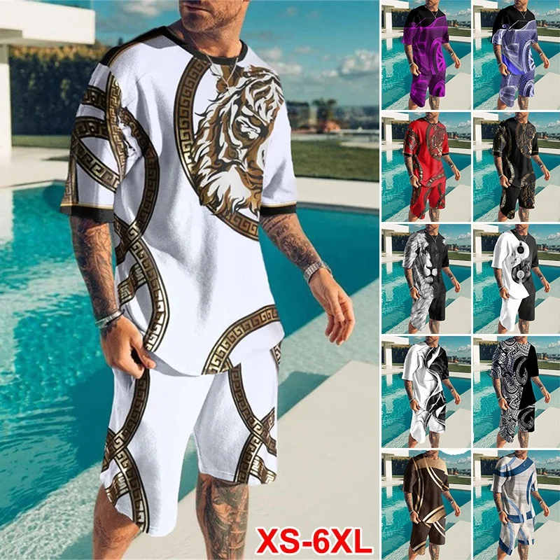 New Men's Plus Size Casual Sets Summer Men's 3D Digital Printing Short Sleeve T-shirt Shorts Sets Fashion Beach Two-piece
New Men's Plus Size Casual Sets Summer Men's 3D Digital Printing Short Sleeve T-shirt Shorts Sets Fashion Beach Two-piece