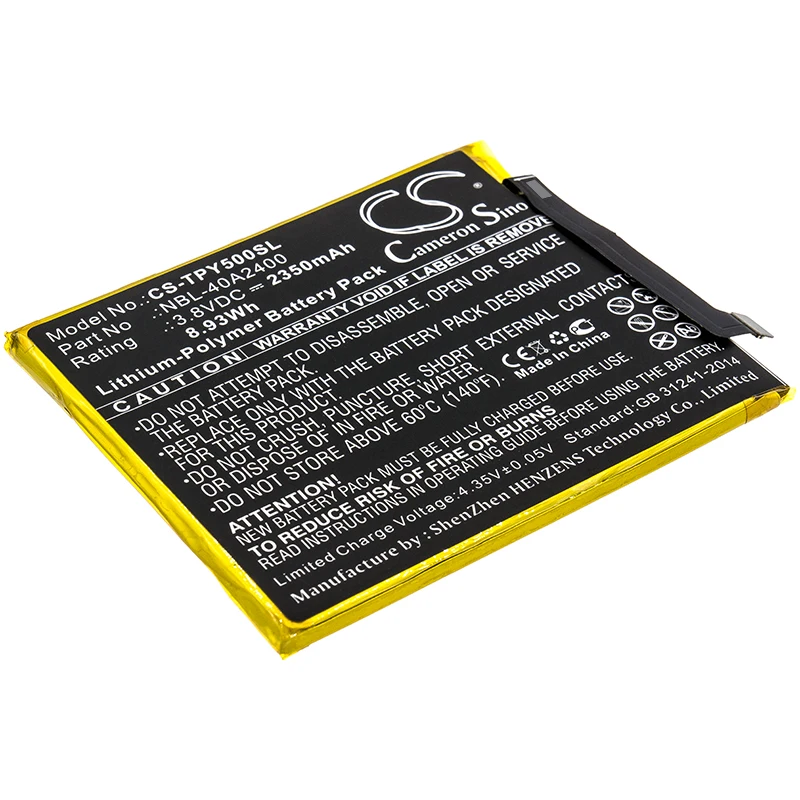 CS 2350mAh / 8.93Wh battery for Neffos TP804A, TP804C, Y5s Dual SIM, Y5s Dual SIM LTE AM NBL-40A2400
CS 2350mAh / 8.93Wh battery for Neffos TP804A, TP804C, Y5s Dual SIM, Y5s Dual SIM LTE AM NBL-40A2400