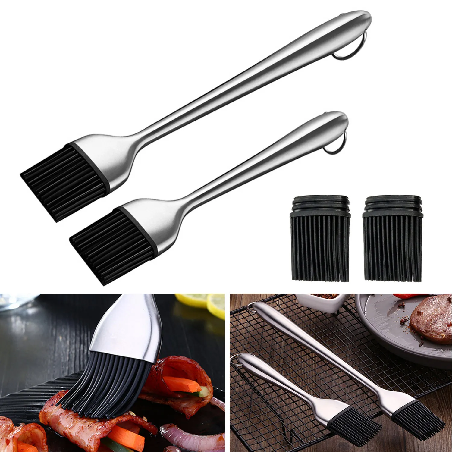 Behogar 2PCS Silicone Basting Oil Brush with 2 Replacement Brush Heads for Cooking Baking BBQ Camping Picnic Barbecue
Behogar 2PCS Silicone Basting Oil Brush with 2 Replacement Brush Heads for Cooking Baking BBQ Camping Picnic Barbecue