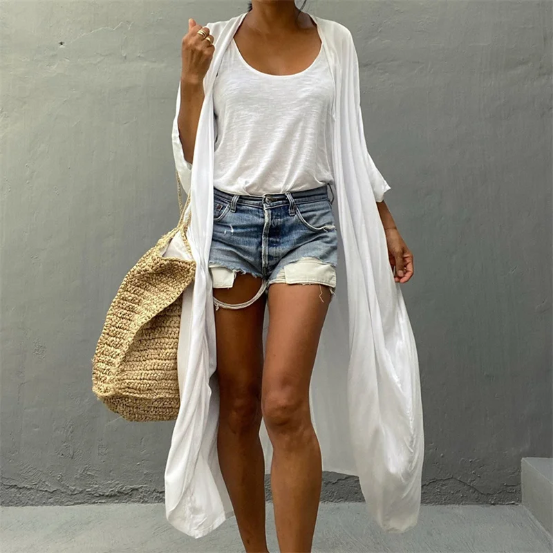 Sunscreen Women Cardigan Bikini Swimsuit Seaside Summer Holiday Female Solid Color Simple Bohemian Casual Dress Lady Clothing
Sunscreen Women Cardigan Bikini Swimsuit Seaside Summer Holiday Female Solid Color Simple Bohemian Casual Dress Lady Clothing