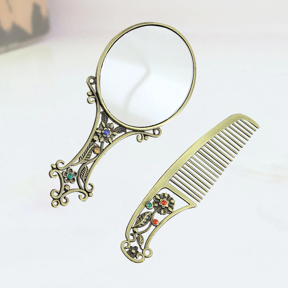 Exquisite Hollow-out Makeup Mirror Comb Set Vintage Portable Metal Mirror Hair Groomer Gifts for Woman Lady (Mixed Pattern)
Exquisite Hollow-out Makeup Mirror Comb Set Vintage Portable Metal Mirror Hair Groomer Gifts for Woman Lady (Mixed Pattern)