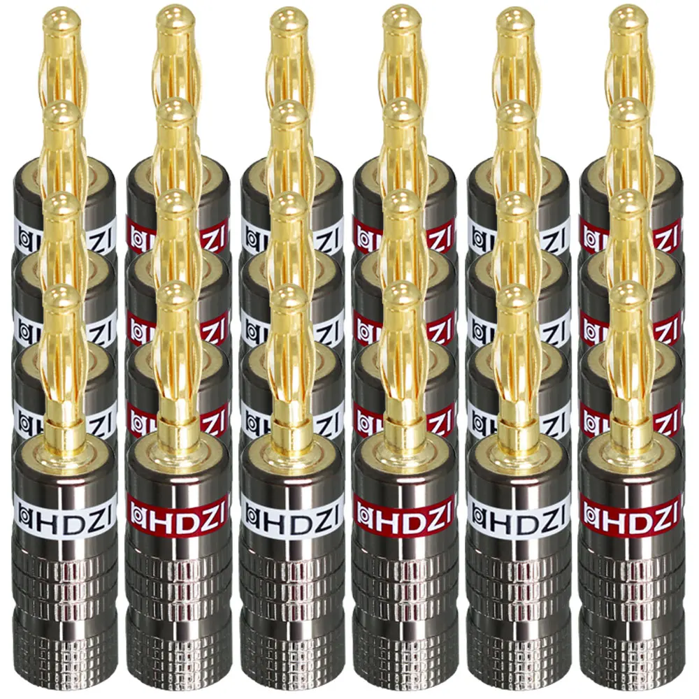 HHDZI Banana Plugs for Speaker Wire - 24K Gold Plated Banana Adapter Connector(12 Pairs/24 pcs)
HHDZI Banana Plugs for Speaker Wire - 24K Gold Plated Banana Adapter Connector(12 Pairs/24 pcs)