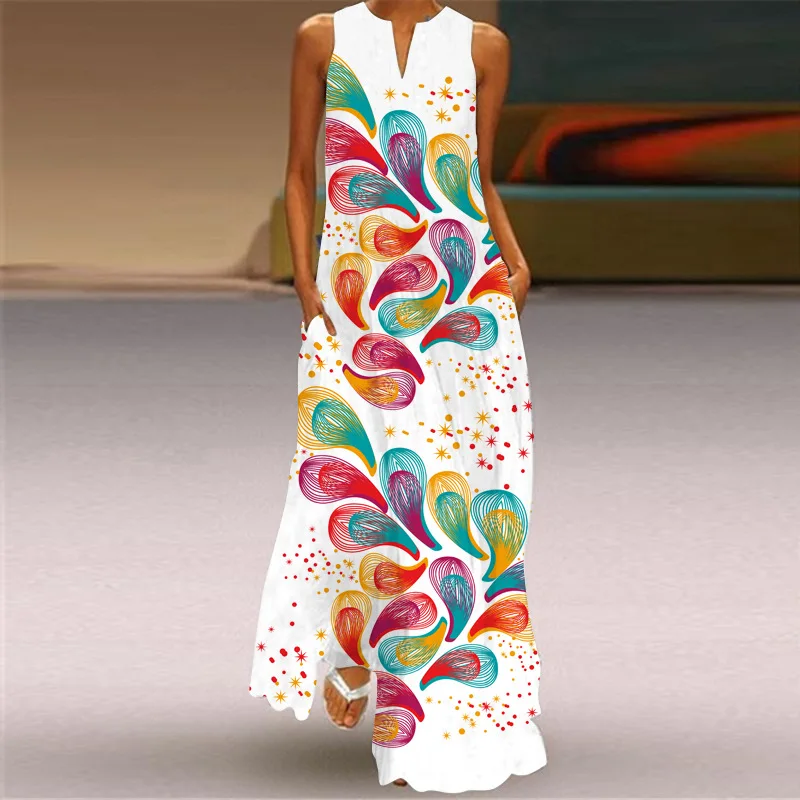 Dress Elegant Casual Vintage Dresses Woman Summer Beach Sleeveless Sexy Long Dress Women V-Neck Pullover Maxi Dresses 2XL
Dress Elegant Casual Vintage Dresses Woman Summer Beach Sleeveless Sexy Long Dress Women V-Neck Pullover Maxi Dresses 2XL