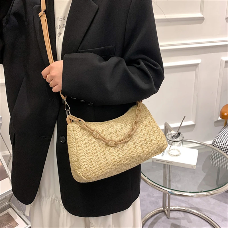 Summer Straw Shoulder Bag Casual Beach Crossbody Bags For Women Fashion Designer Handbags For Lady Totes Acrylic Chain Holiday
Summer Straw Shoulder Bag Casual Beach Crossbody Bags For Women Fashion Designer Handbags For Lady Totes Acrylic Chain Holiday