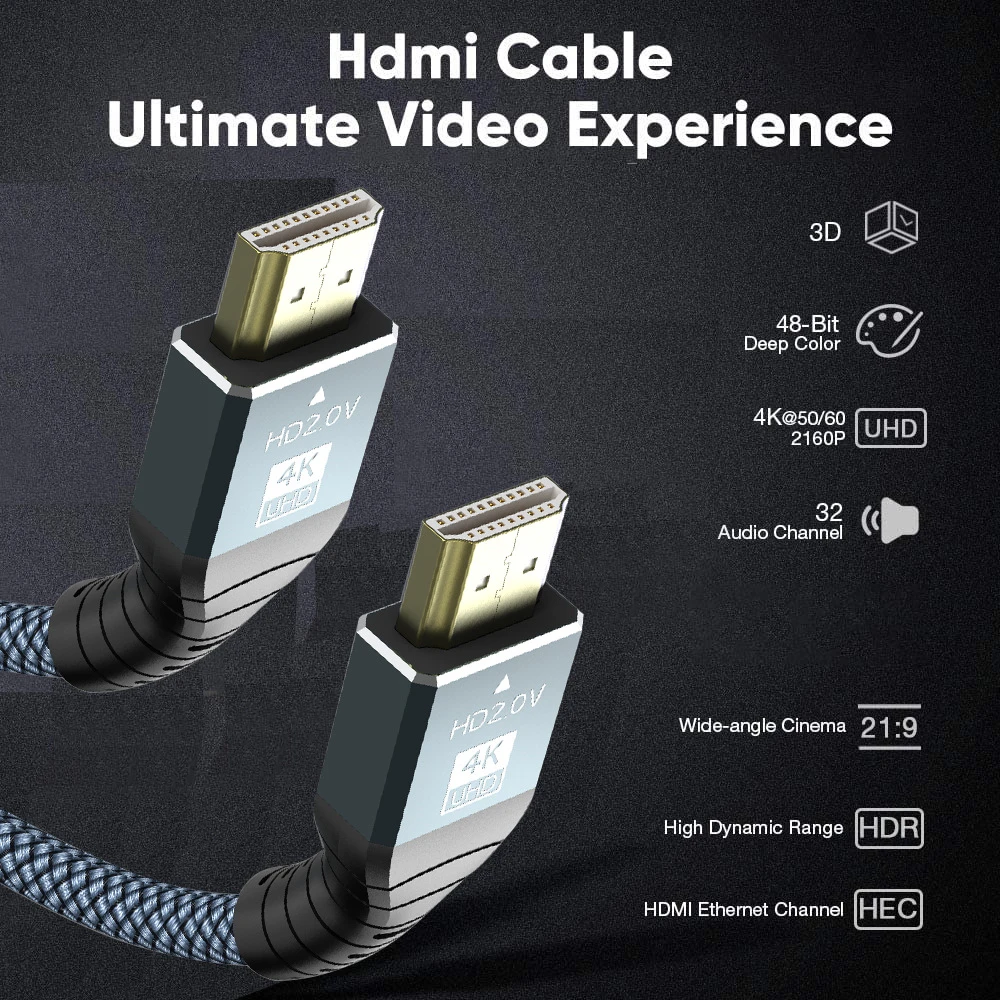 HDMI-compatible Cable Aluminum Nylon Braided High Quality 4K60 TV Connection Cable HDMI-compatible HD Cable 8K60 
HDMI-compatible Cable Aluminum Nylon Braided High Quality 4K60 TV Connection Cable HDMI-compatible HD Cable 8K60