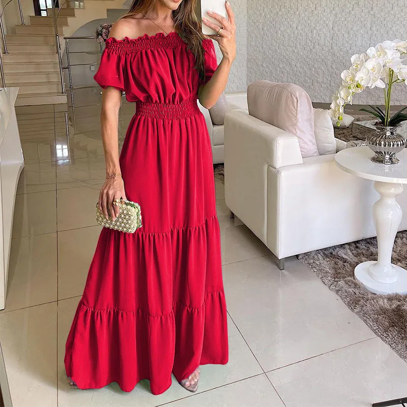 Elegant Women's Short Sleeve Dresses 2023 Spring/Summer New Office Lady Solid Long Dress Evening Wear S-XL
Elegant Women's Short Sleeve Dresses 2023 Spring/Summer New Office Lady Solid Long Dress Evening Wear S-XL
