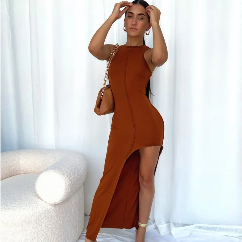 2021Amazon Spring New European and American Women's Clothing round Neck Reverse Stitching One-Step Dress High Waist Sleeveless D
2021Amazon Spring New European and American Women's Clothing round Neck Reverse Stitching One-Step Dress High Waist Sleeveless D