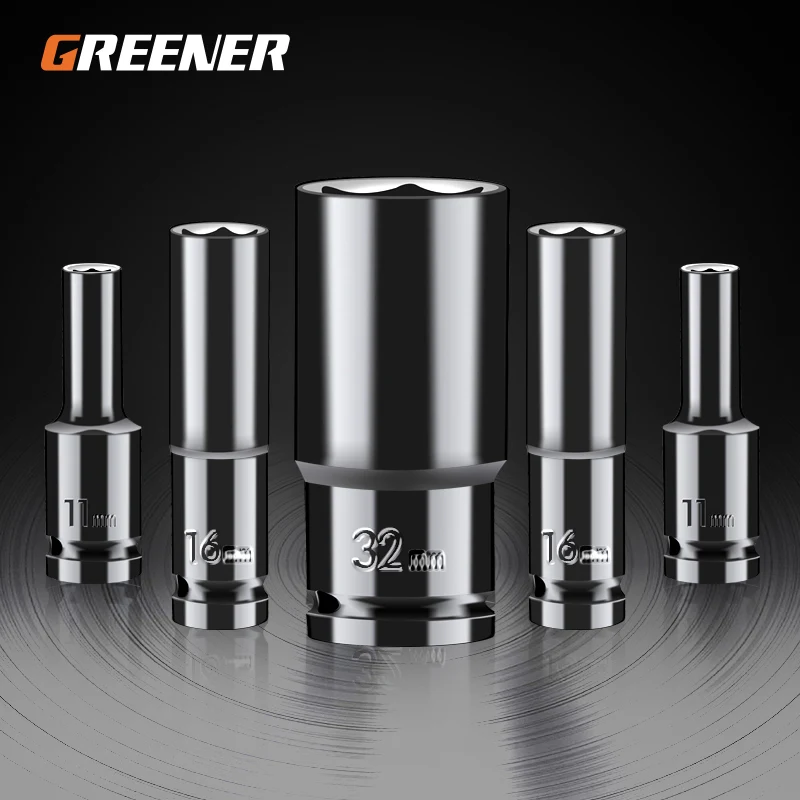 GREENER Electric Wrench Socket Head Set Air Gun Extended Full Combination 14-22 Hexagon Screw High-carbon Big Fly Casing Head
GREENER Electric Wrench Socket Head Set Air Gun Extended Full Combination 14-22 Hexagon Screw High-carbon Big Fly Casing Head