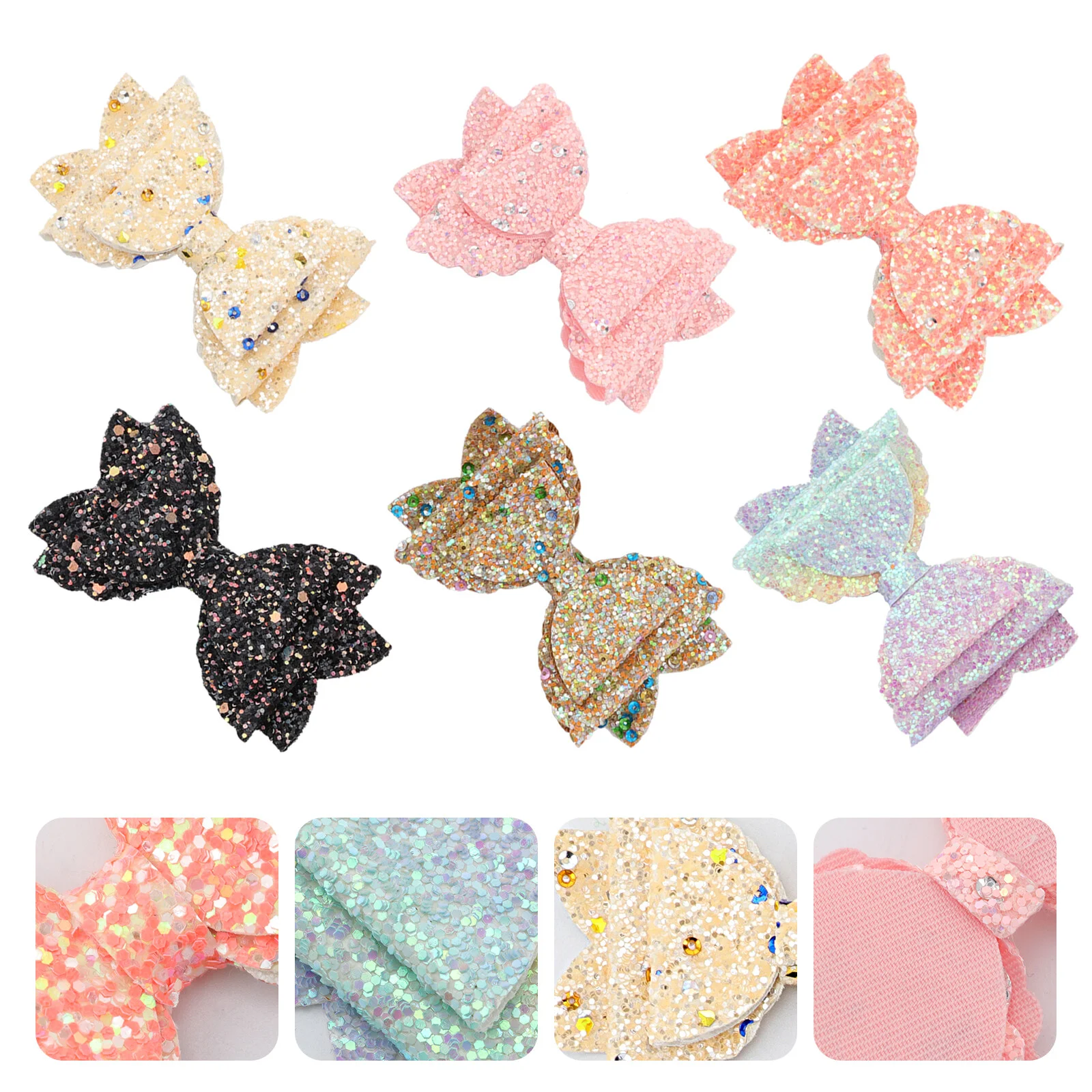 6pcs Hair Accessories For Kids Double-layer Sequined Bow Glitter Wave Headwear Handmade Bow Hairclip Set
6pcs Hair Accessories For Kids Double-layer Sequined Bow Glitter Wave Headwear Handmade Bow Hairclip Set