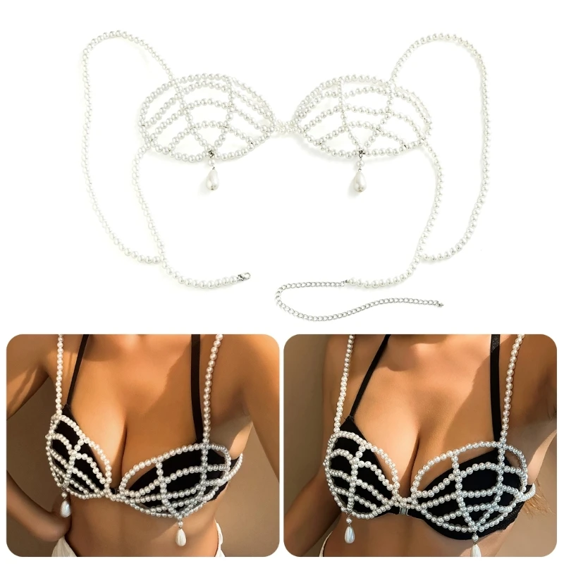 N58F Women Pearl Body Chain Bra Sexy Beach Fashion Jewelry Body Halter Backless Sequins Chain Bra Beach Streetwear
N58F Women Pearl Body Chain Bra Sexy Beach Fashion Jewelry Body Halter Backless Sequins Chain Bra Beach Streetwear