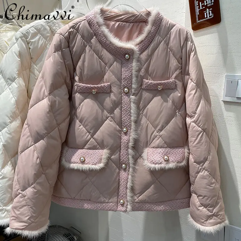 European Goods Sweet Warm Down Jacket Female Winter New Fashion Round Neck Socialite Thickened Long Sleeve White Duck Down Coat
European Goods Sweet Warm Down Jacket Female Winter New Fashion Round Neck Socialite Thickened Long Sleeve White Duck Down Coat