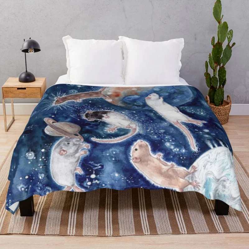 

Rats Are Stars Spelled Backwards Blanket Fce Spring/Autumn Breathable Unisex Thick Throw Blankets for Bed Home Travel Office