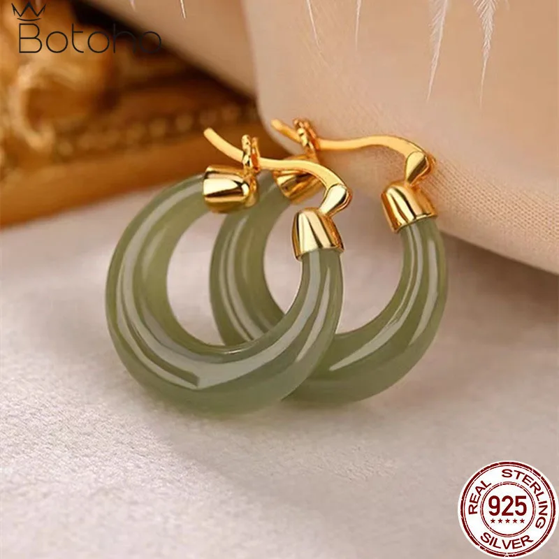 Natural Jade Jasper 925 Sterling Silver Gold Plated Hoop Earrings For Women Simple Trendy Earring Daily Accessories
Natural Jade Jasper 925 Sterling Silver Gold Plated Hoop Earrings For Women Simple Trendy Earring Daily Accessories