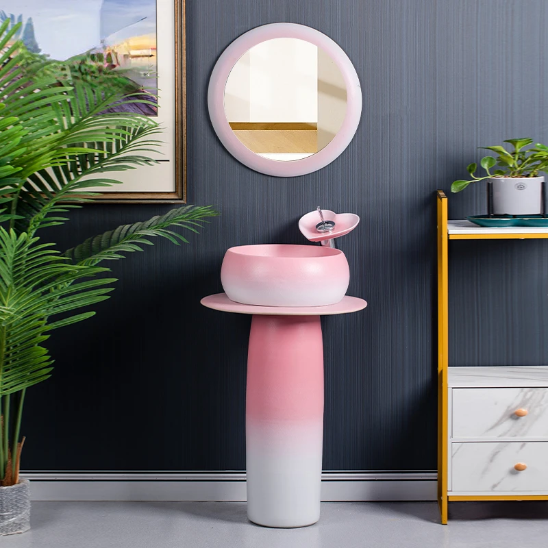 Nordic style ceramic pillar style washbasin balcony pillar basin integrated pink floor standing washbasin creative sink
Nordic style ceramic pillar style washbasin balcony pillar basin integrated pink floor standing washbasin creative sink