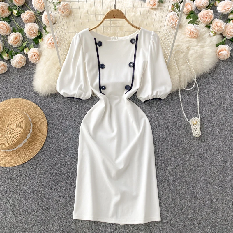 Women New Fashion Summer Retro Chic Round Neck White Short Sleeve Package Hip Dresses French Dress Vestidos E357
Women New Fashion Summer Retro Chic Round Neck White Short Sleeve Package Hip Dresses French Dress Vestidos E357