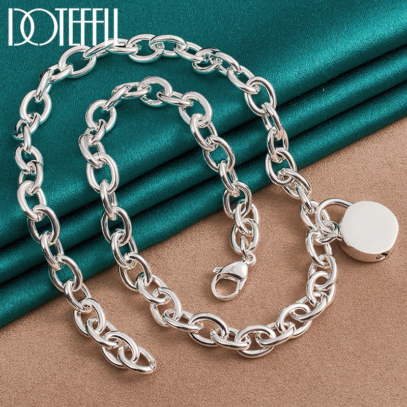 DOTEFFIL 925 Sterling Silver 18 Inch Chain Round Lock Pendant Necklace For Man Women Wedding Engagement Fashion Jewelry
DOTEFFIL 925 Sterling Silver 18 Inch Chain Round Lock Pendant Necklace For Man Women Wedding Engagement Fashion Jewelry