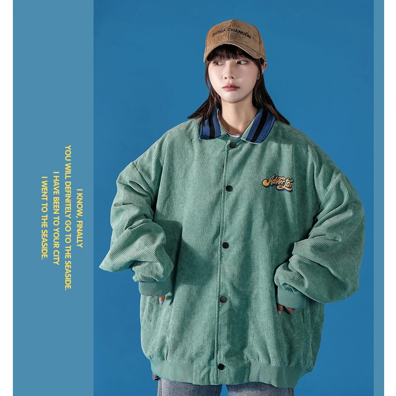 Women's Clothing Baseball Uniform Coat Fashion Single-Breasted Green Crew Neck Lantern Sleeve Hip Hop Oversize Girl Tops Winter
Women's Clothing Baseball Uniform Coat Fashion Single-Breasted Green Crew Neck Lantern Sleeve Hip Hop Oversize Girl Tops Winter